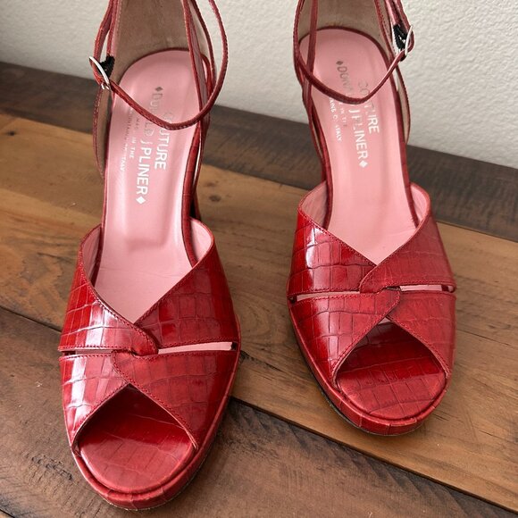 VTG Couture Donald J Pliner Leather Ankle Heels 8.5 Alligator officecore y2k 90s - Picture 4 of 14